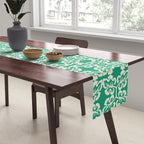 Mint Green Leaf Motif Table Runner Gallery Image 2