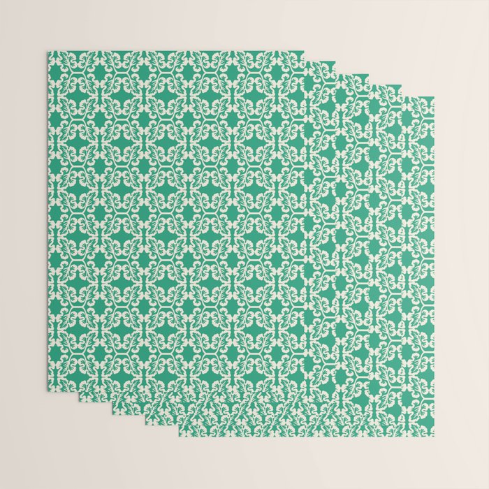 Mint Green Leaf Motif Wrapping Paper Gallery Image 3