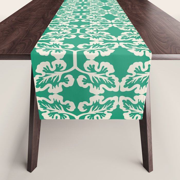 Mint Green Leaf Motif Table Runner Gallery Image 1