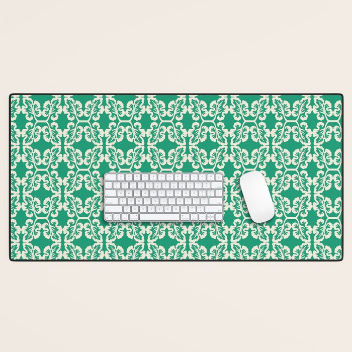 Mint Green Leaf Motif Desk Mat Gallery Image 1