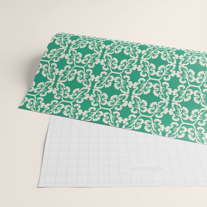 Mint Green Leaf Motif Wrapping Paper Gallery Image 2