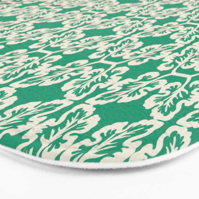 Mint Green Leaf Motif Bath Mat Gallery Image 3