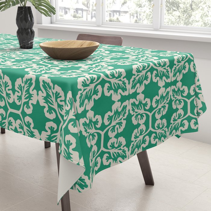 Mint Green Leaf Motif Tablecloth Gallery Image 3