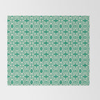 Mint Green Leaf Motif Throw Blanket Gallery Image 2