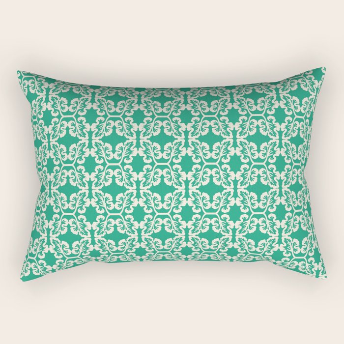 Mint Green Leaf Motif Rectangular Pillow Gallery Image 1
