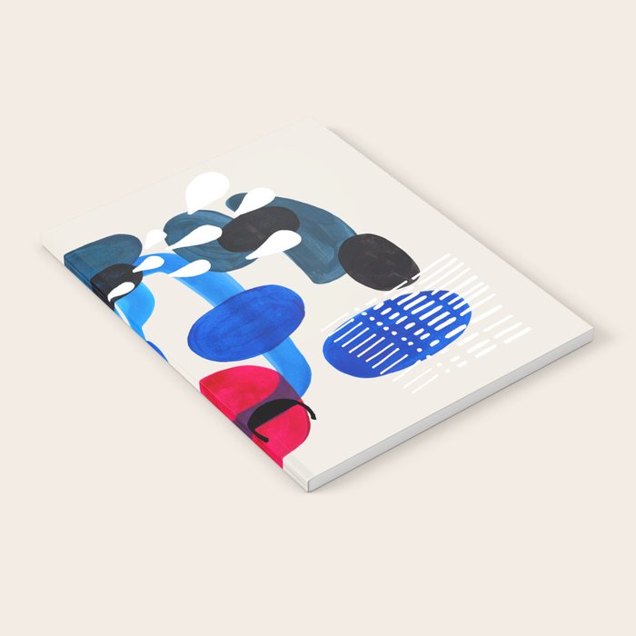 Mid Century Modern Abstract Colorful Art Patterns Ocean Blue Turquoise Grey Notebook Gallery Image 2