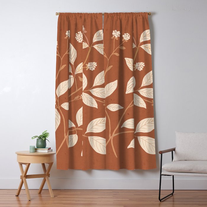 Terracotta Leaves Window Curtain Gallery Image 1
