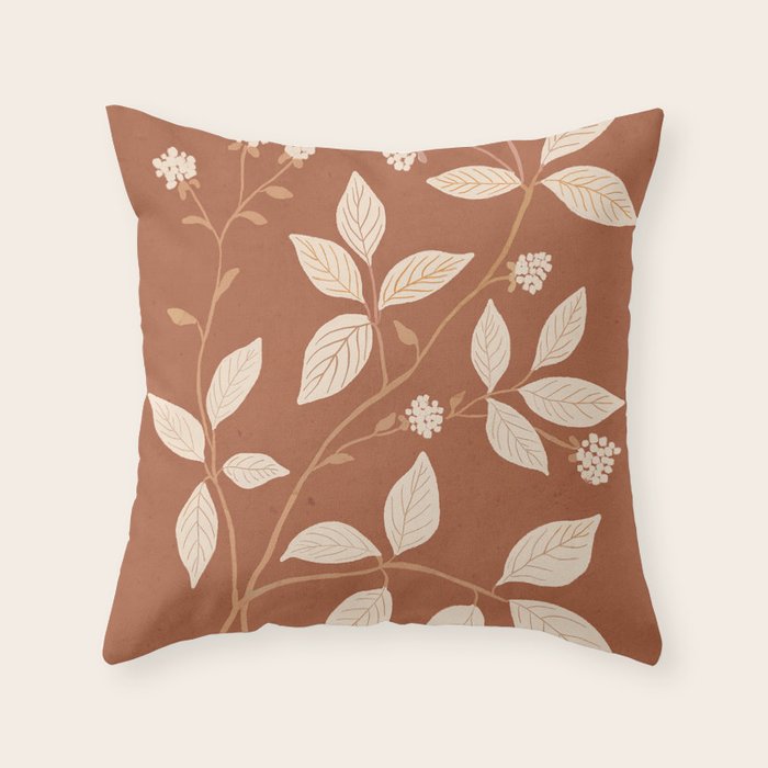 Terracotta Leaves Throw Pillow Gallery Image 6