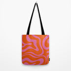 Modern Retro Liquid Swirl Abstract Pattern Square in Red Orange and Hot Pink Tote Bag Gallery Image 2