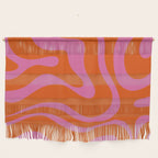 Modern Retro Liquid Swirl Abstract Pattern Square in Red Orange and Hot Pink Wall Hanging Gallery Image 1