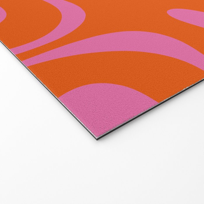 Modern Retro Liquid Swirl Abstract Pattern Square in Red Orange and Hot Pink Welcome Mat Gallery Image 2
