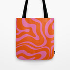 Modern Retro Liquid Swirl Abstract Pattern Square in Red Orange and Hot Pink Tote Bag Gallery Image 1