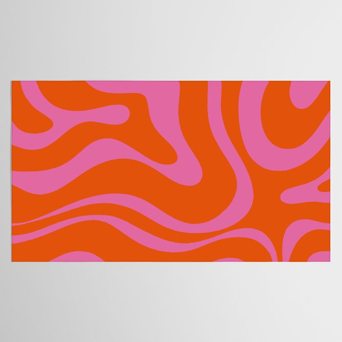 Modern Retro Liquid Swirl Abstract Pattern Square in Red Orange and Hot Pink Tablecloth Gallery Image 2