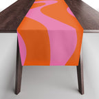 Modern Retro Liquid Swirl Abstract Pattern Square in Red Orange and Hot Pink Table Runner Gallery Image 1