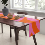 Modern Retro Liquid Swirl Abstract Pattern Square in Red Orange and Hot Pink Table Runner Gallery Image 2