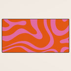 Modern Retro Liquid Swirl Abstract Pattern Square in Red Orange and Hot Pink Desk Mat Gallery Image 3