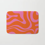 Modern Retro Liquid Swirl Abstract Pattern Square in Red Orange and Hot Pink Bath Mat Gallery Image 1