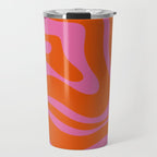 Modern Retro Liquid Swirl Abstract Pattern Square in Red Orange and Hot Pink Travel Mug Gallery Image 1