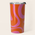 Modern Retro Liquid Swirl Abstract Pattern Square in Red Orange and Hot Pink Travel Mug Gallery Image 2