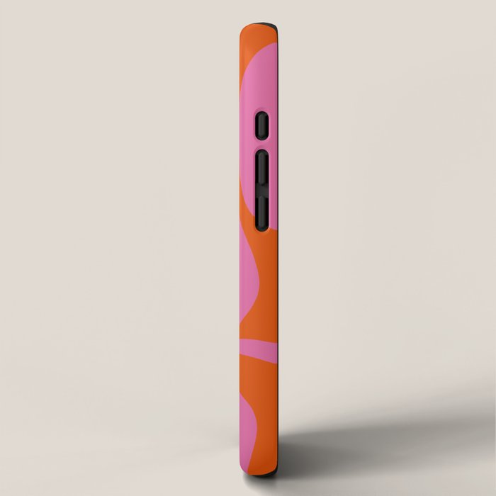 Modern Retro Liquid Swirl Abstract Pattern Square in Red Orange and Hot Pink iPhone Case Gallery Image 2