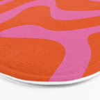 Modern Retro Liquid Swirl Abstract Pattern Square in Red Orange and Hot Pink Bath Mat Gallery Image 3