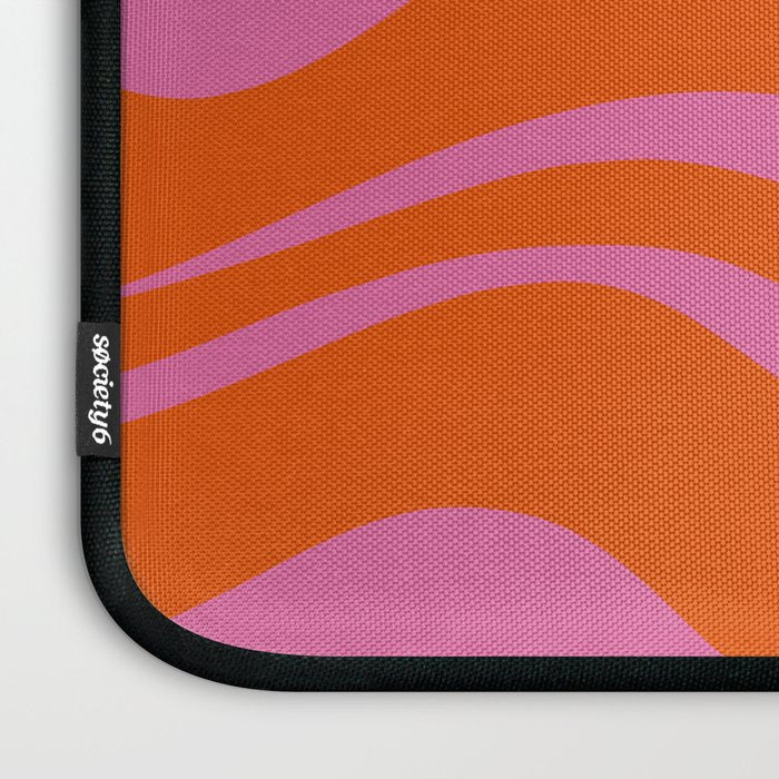 Modern Retro Liquid Swirl Abstract Pattern Square in Red Orange and Hot Pink Laptop Sleeve Gallery Image 3