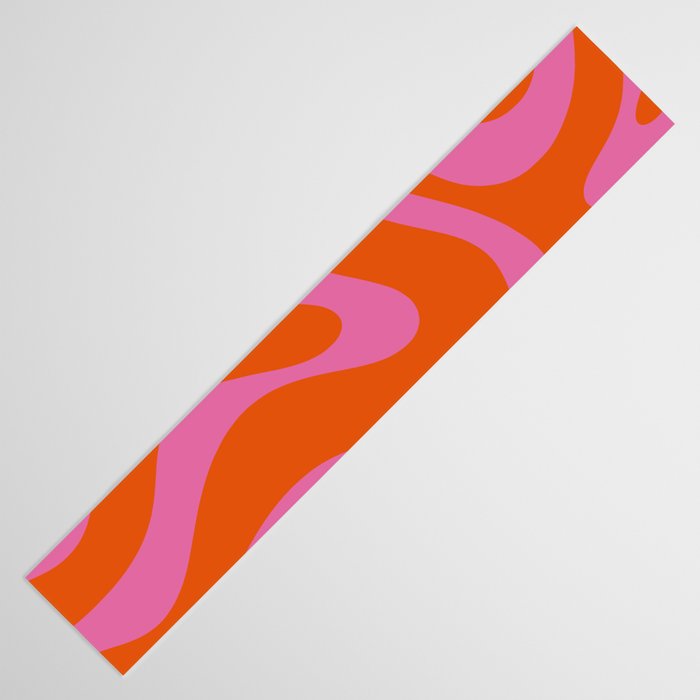 Modern Retro Liquid Swirl Abstract Pattern Square in Red Orange and Hot Pink Table Runner Gallery Image 3