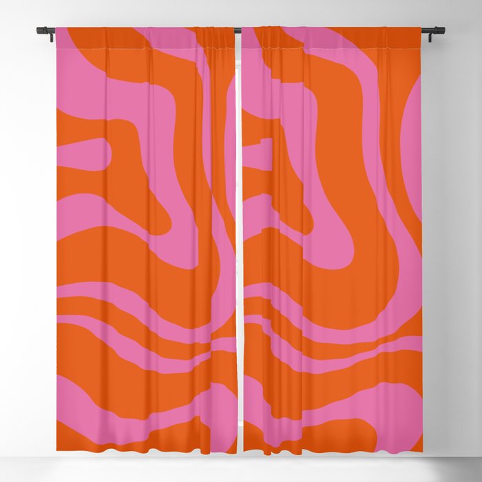 Modern Retro Liquid Swirl Abstract Pattern Square in Red Orange and Hot Pink Window Curtain Gallery Image 5