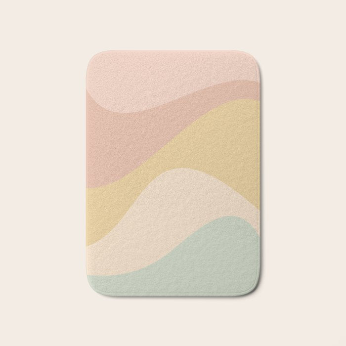 Abstract Color Waves - Neutral Pastel Bath Mat Gallery Image 1