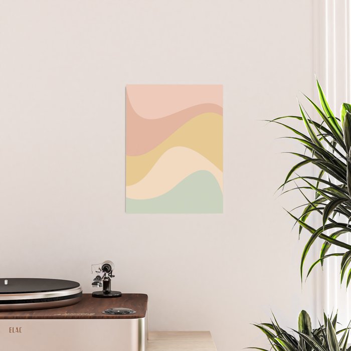 Abstract Color Waves - Neutral Pastel Poster Gallery Image 2