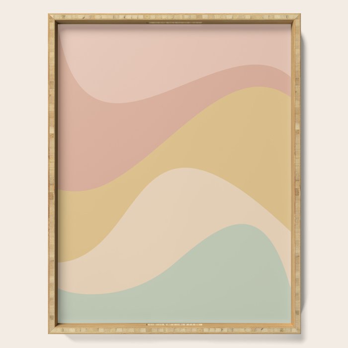 Abstract Color Waves - Neutral Pastel Serving Tray Gallery Image 1