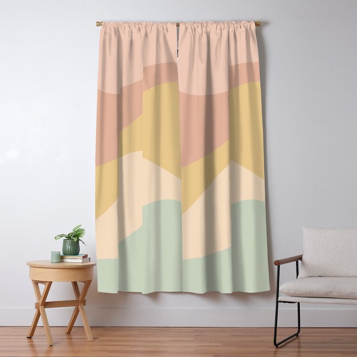 Abstract Color Waves - Neutral Pastel Window Curtain Gallery Image 5