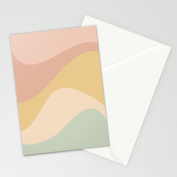 Abstract Color Waves - Neutral Pastel Stationery Card Gallery Image 2