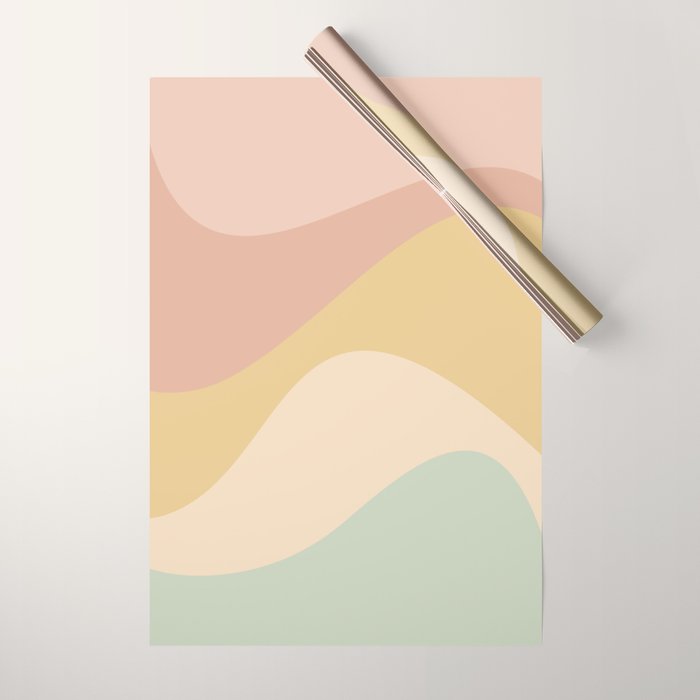Abstract Color Waves - Neutral Pastel Wrapping Paper Gallery Image 1