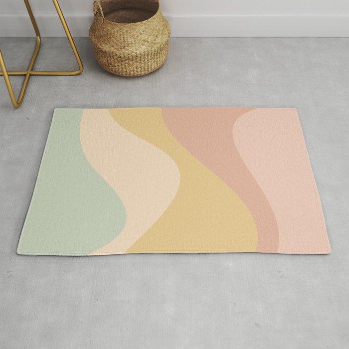 Abstract Color Waves - Neutral Pastel Rug Gallery Image 1