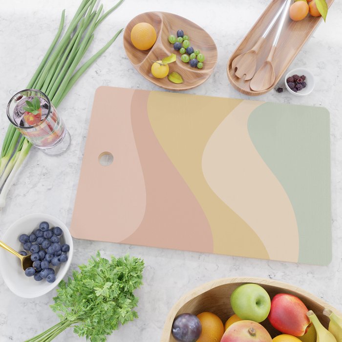 Abstract Color Waves - Neutral Pastel Cutting Board Gallery Image 2