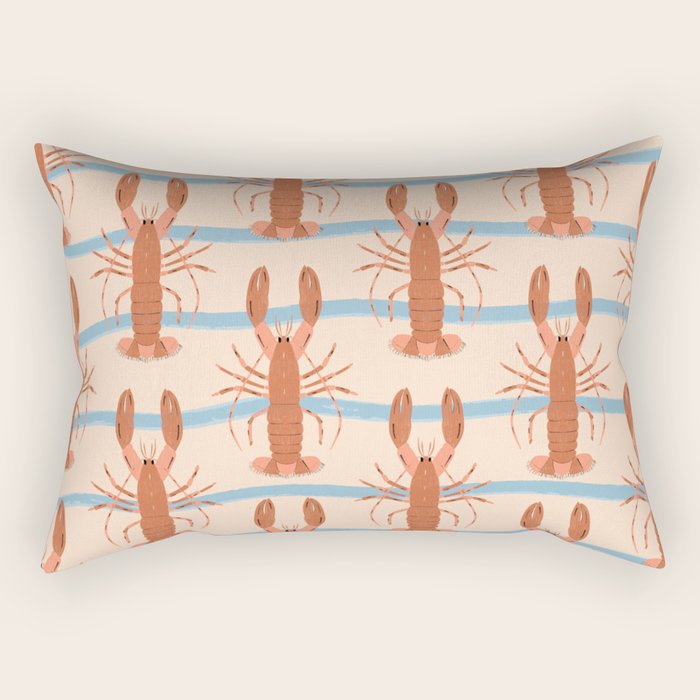 Lobster - Blue Stripes Rectangular Pillow Gallery Image 2