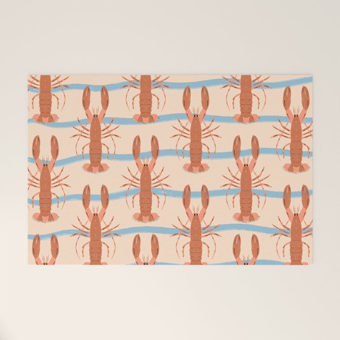 Lobster - Blue Stripes Welcome Mat Gallery Image 1