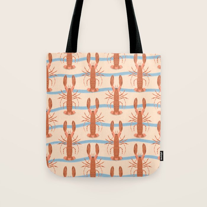 Lobster - Blue Stripes Tote Bag Gallery Image 1