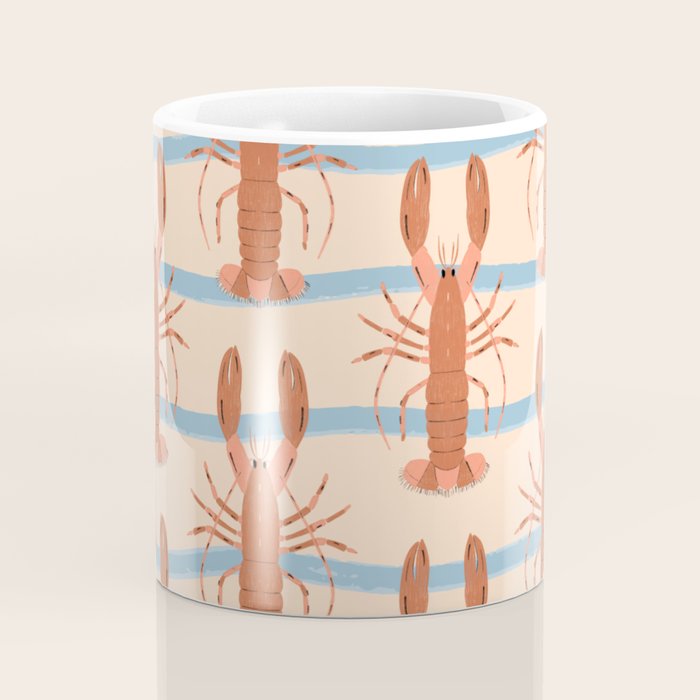Lobster - Blue Stripes Coffee Mug Gallery Image 4