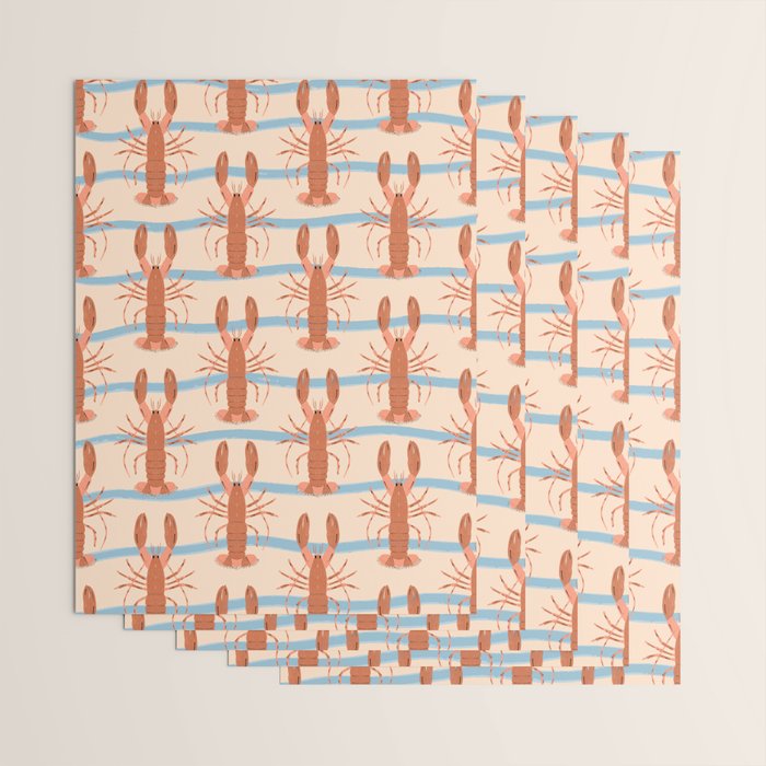 Lobster - Blue Stripes Wrapping Paper Gallery Image 3