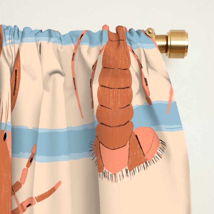 Lobster - Blue Stripes Window Curtain Gallery Image 2