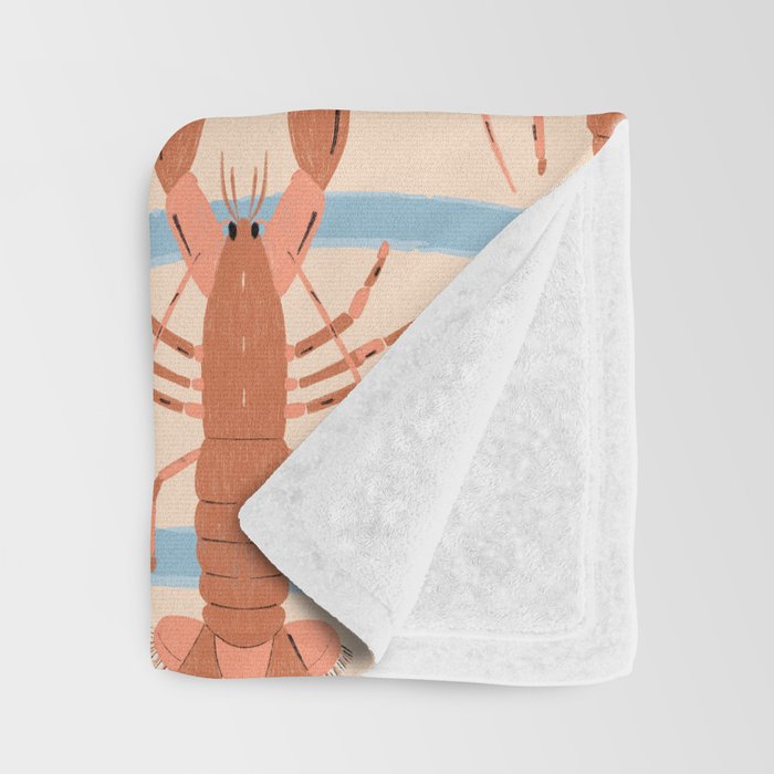 Lobster - Blue Stripes Throw Blanket Gallery Image 3