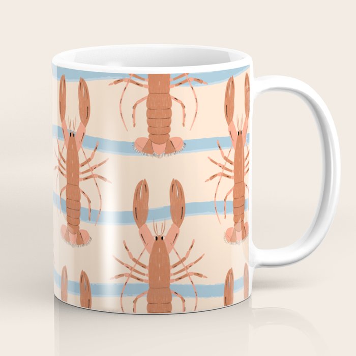 Lobster - Blue Stripes Coffee Mug Gallery Image 1
