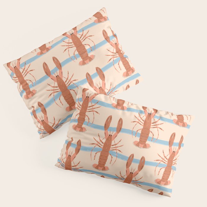 Lobster - Blue Stripes Pillow Sham Gallery Image 1
