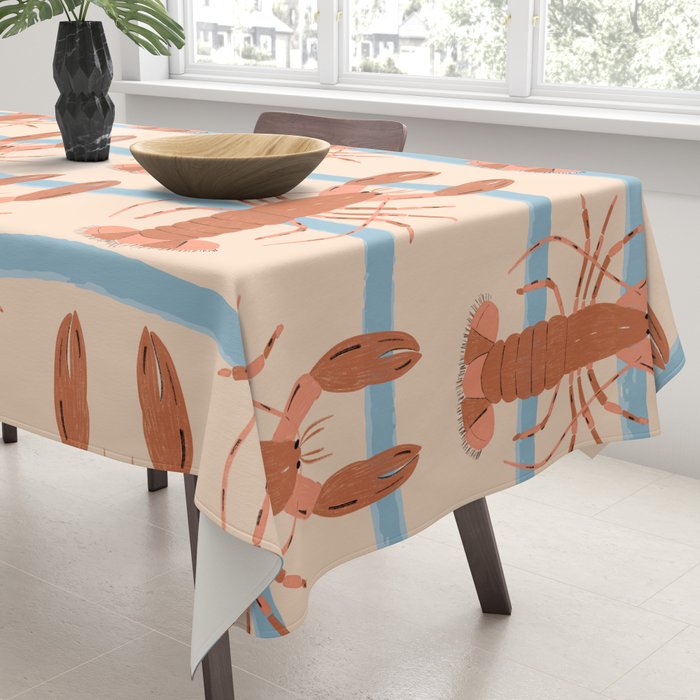 Lobster - Blue Stripes Tablecloth Gallery Image 3
