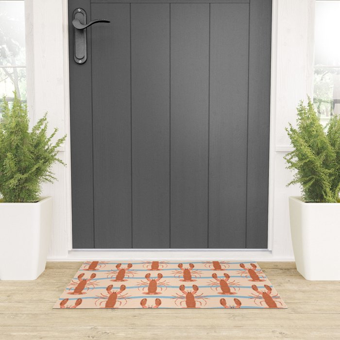 Lobster - Blue Stripes Welcome Mat Gallery Image 3