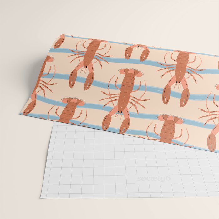 Lobster - Blue Stripes Wrapping Paper Gallery Image 2
