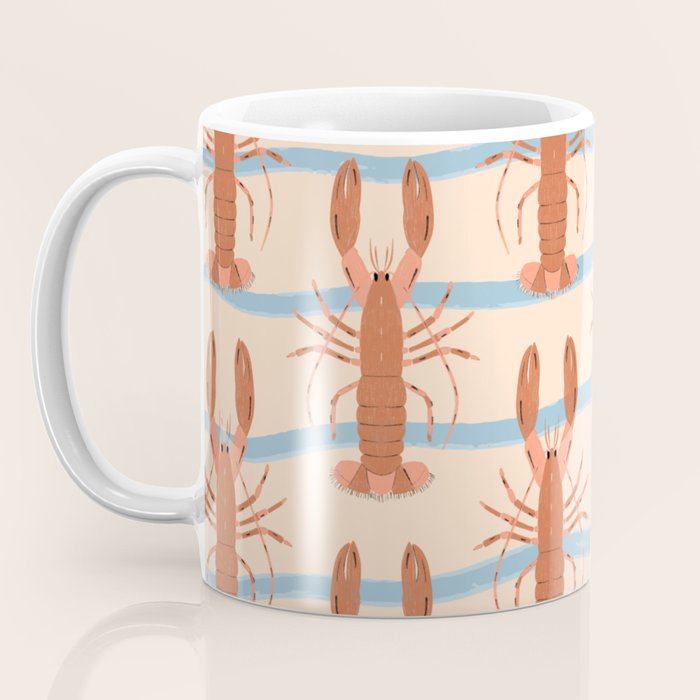 Lobster - Blue Stripes Coffee Mug Gallery Image 3