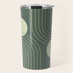 Mid Century Modern Geometric 126 in Forest Green Shades (Rainbow and Sun Abstraction) Travel Mug Gallery Image 1